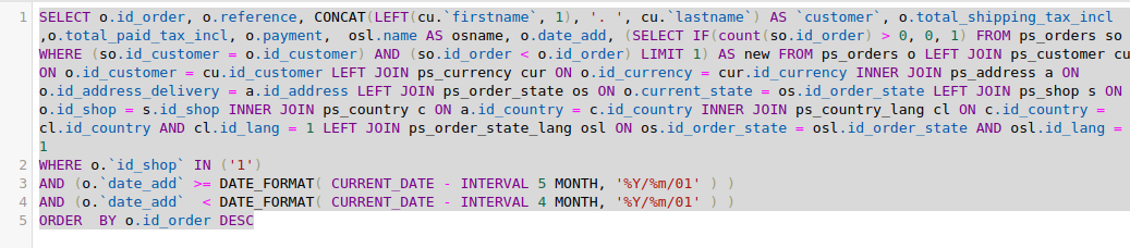 MYSQL records of previous month